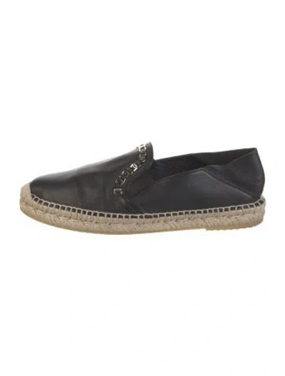 Pre-owned Ferragamo Leather Chain-link Accents Espadrilles In Black/neutrals