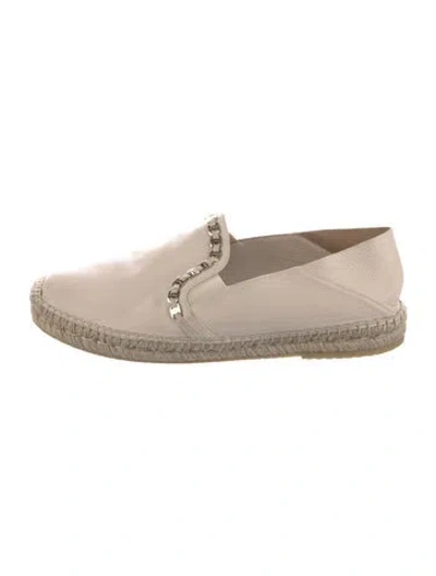 Pre-owned Ferragamo Leather Chain-link Accents Espadrilles In Neutral