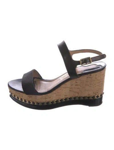 Pre-owned Ferragamo Leather Chain-link Accents Slingback Sandals