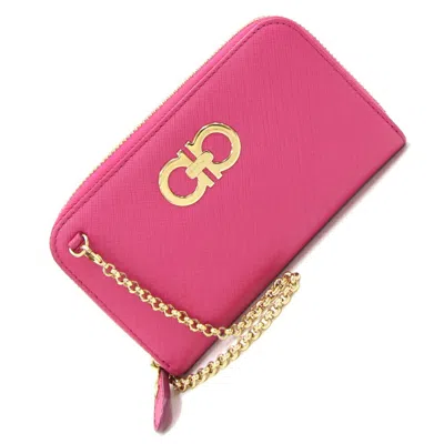Pre-owned Ferragamo Leather Chain/shoulder Wallet () In Pink