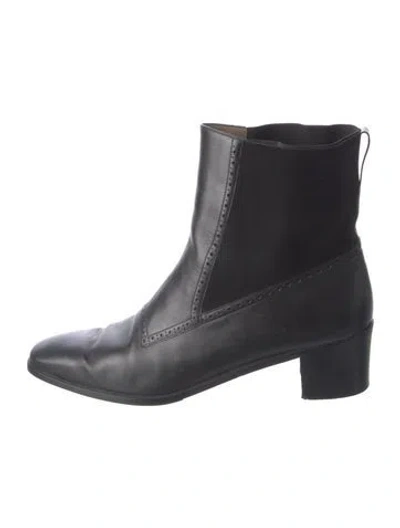 Pre-owned Ferragamo Leather Chelsea Boots In Black