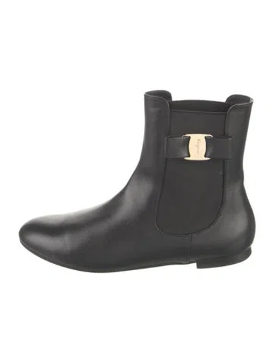 Pre-owned Ferragamo Leather Chelsea Boots In Black