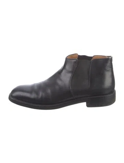 Pre-owned Ferragamo Leather Chelsea Boots In Black