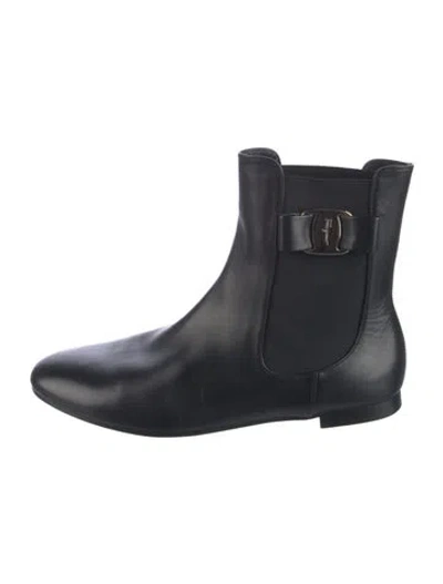 Pre-owned Ferragamo Leather Chelsea Boots In Black