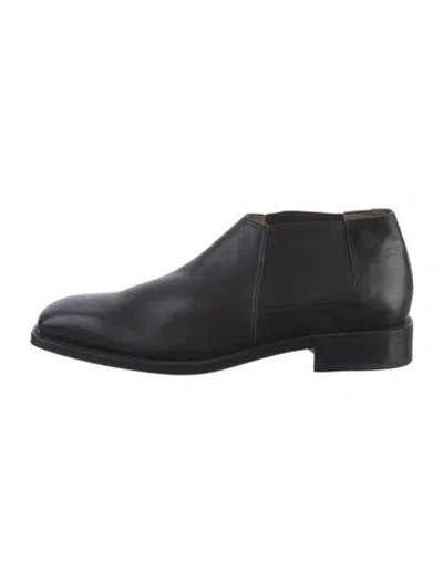 Pre-owned Ferragamo Leather Chelsea Boots In Black