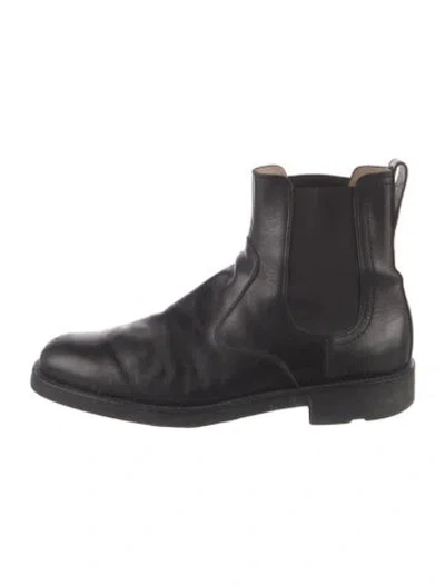 Pre-owned Ferragamo Leather Chelsea Boots In Black