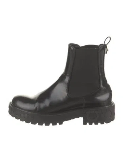 Pre-owned Ferragamo Leather Chelsea Boots In Black