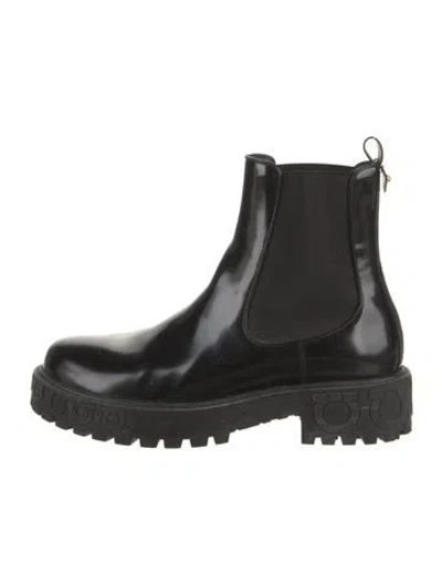 Pre-owned Ferragamo Leather Chelsea Boots In Black