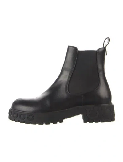 Pre-owned Ferragamo Leather Chelsea Boots In Black