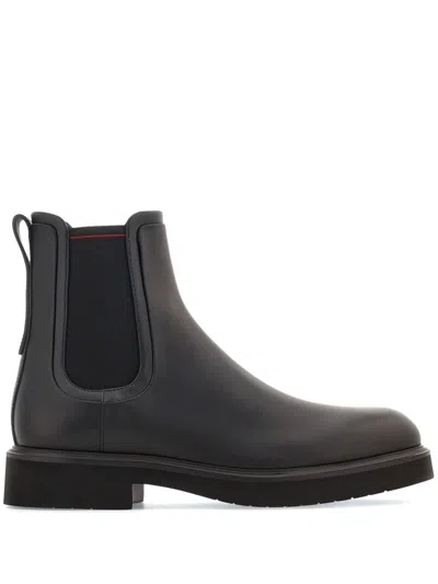 Ferragamo Leather Chelsea Boots In Black