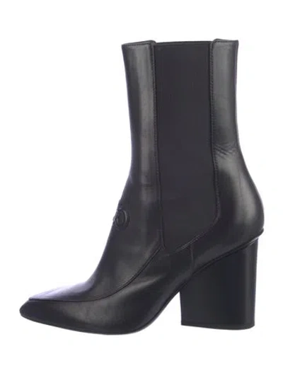 Pre-owned Ferragamo Leather Chelsea Boots In Black/blue