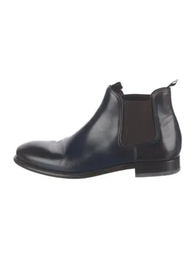 Pre-owned Ferragamo Leather Chelsea Boots In Blue