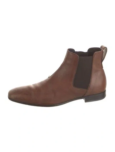 Pre-owned Ferragamo Leather Chelsea Boots In Brown