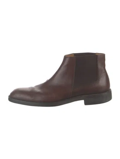 Pre-owned Ferragamo Leather Chelsea Boots In Brown