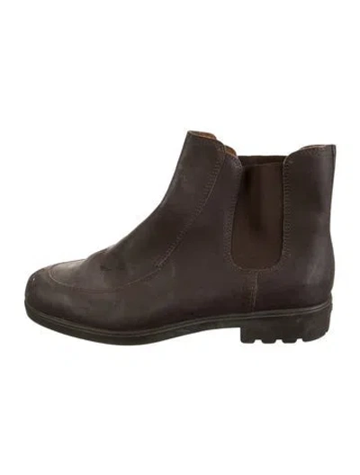 Pre-owned Ferragamo Leather Chelsea Boots In Brown