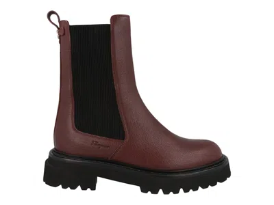 Pre-owned Ferragamo Leather Chelsea Boots (women's) Sneakers In Purple