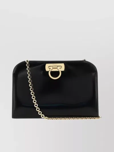Ferragamo Leather Clutch Bag Gold-tone Hardware