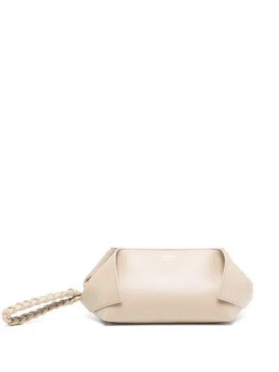 Ferragamo Leather Clutch Bag In Neutrals