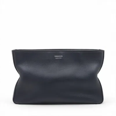 Pre-owned Ferragamo Leather Clutch Bag Pouch () In Blue