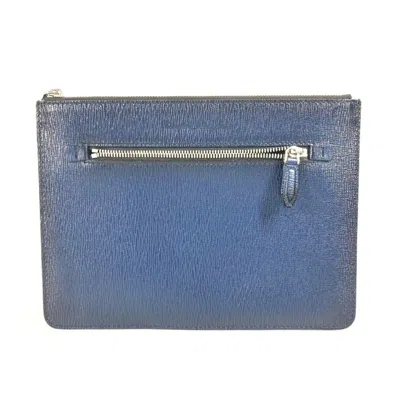 Pre-owned Ferragamo Leather Clutch Bag Pouch () In Blue