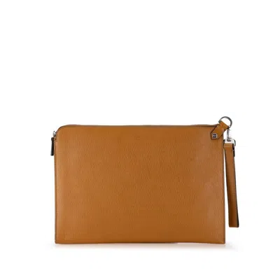 Pre-owned Ferragamo Leather Clutch Bag () In Beige