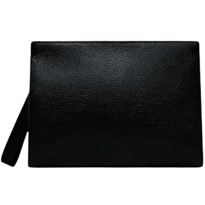Pre-owned Ferragamo Leather Clutch Bag () In Black