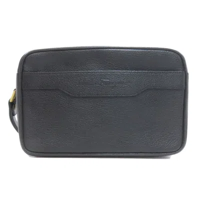 Pre-owned Ferragamo Leather Clutch Bag () In Black