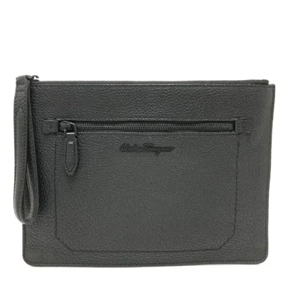 Pre-owned Ferragamo Leather Clutch Bag () In Black
