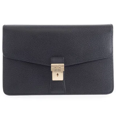Pre-owned Ferragamo Leather Clutch Bag () In Black
