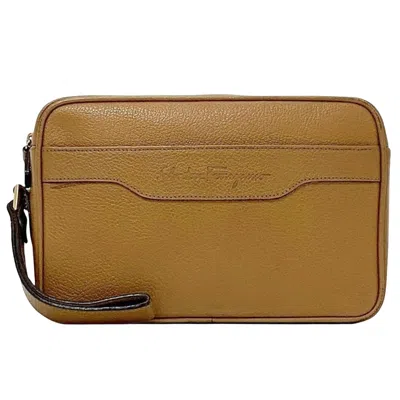 Pre-owned Ferragamo Leather Clutch Bag () In Brown