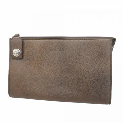 Pre-owned Ferragamo Leather Clutch Bag () In Brown