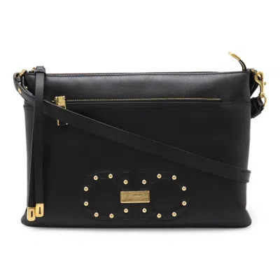 Pre-owned Ferragamo Leather Clutch Bag Shoulder Bag () In Black