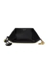 Ferragamo Chain Strap Leather Clutch With Gold-tone Hardware In Black