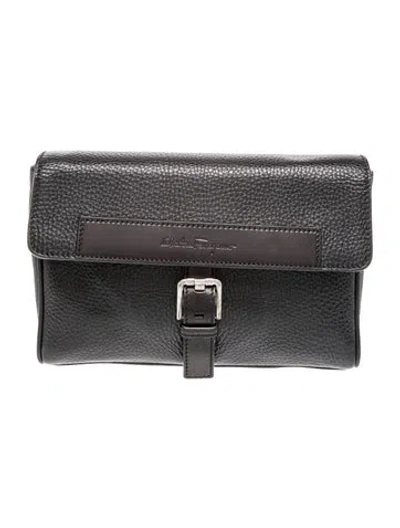 Pre-owned Ferragamo Leather Clutch In Black