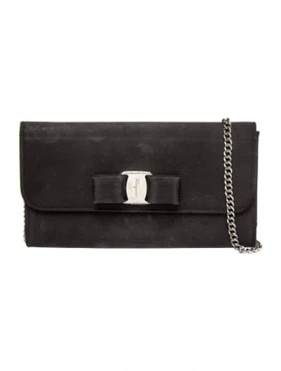 Pre-owned Ferragamo Leather Clutch In Black
