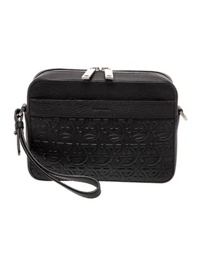 Pre-owned Ferragamo Leather Clutch In Black