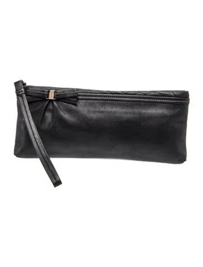 Pre-owned Ferragamo Leather Clutch In Black