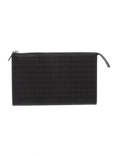 Pre-owned Ferragamo Leather Clutch In Black