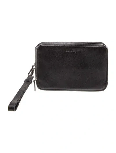 Pre-owned Ferragamo Leather Clutch In Black