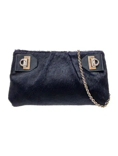 Pre-owned Ferragamo Leather Clutch In Blue