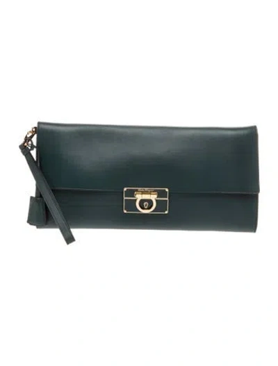 Pre-owned Ferragamo Leather Clutch In Blue