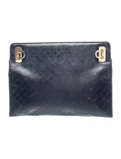 Pre-owned Ferragamo Leather Clutch In Blue
