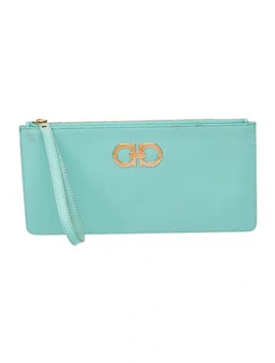 Pre-owned Ferragamo Leather Clutch In Blue