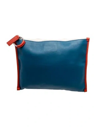 Pre-owned Ferragamo Leather Clutch In Blue