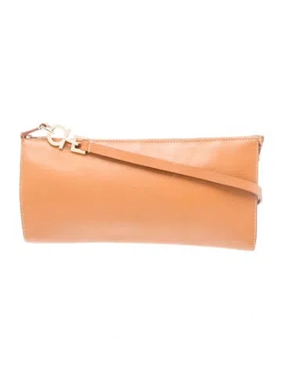 Pre-owned Ferragamo Leather Clutch In Brown