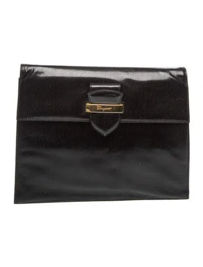 Pre-owned Ferragamo Leather Clutch In Brown