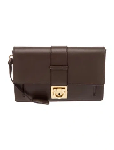 Pre-owned Ferragamo Leather Clutch In Brown