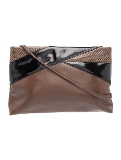 Pre-owned Ferragamo Leather Clutch In Brown