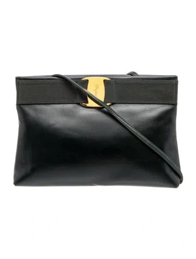 Pre-owned Ferragamo Leather Clutch In Gray