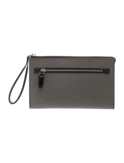 Pre-owned Ferragamo Leather Clutch In Grey